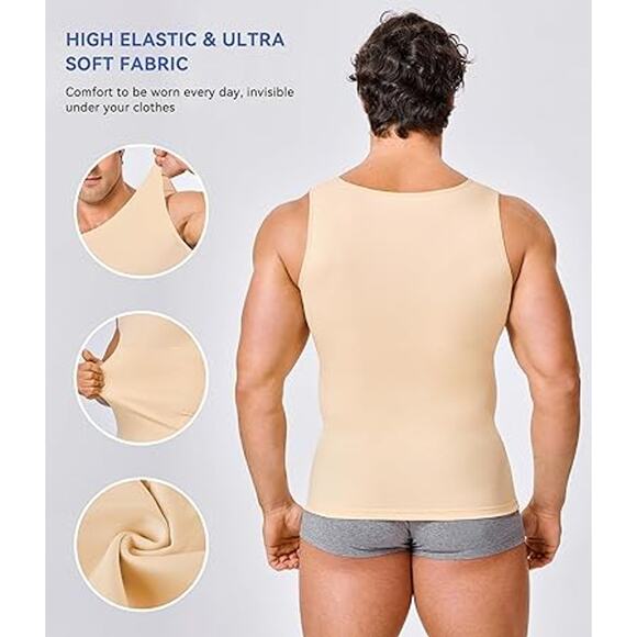 Men's Compression Shirt Slimming Body Shaper Vest Workout Tank Tops - Picture 3 of 4